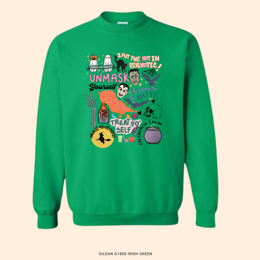 Sweatshirt- Trick-or-treat yo'self (Green)