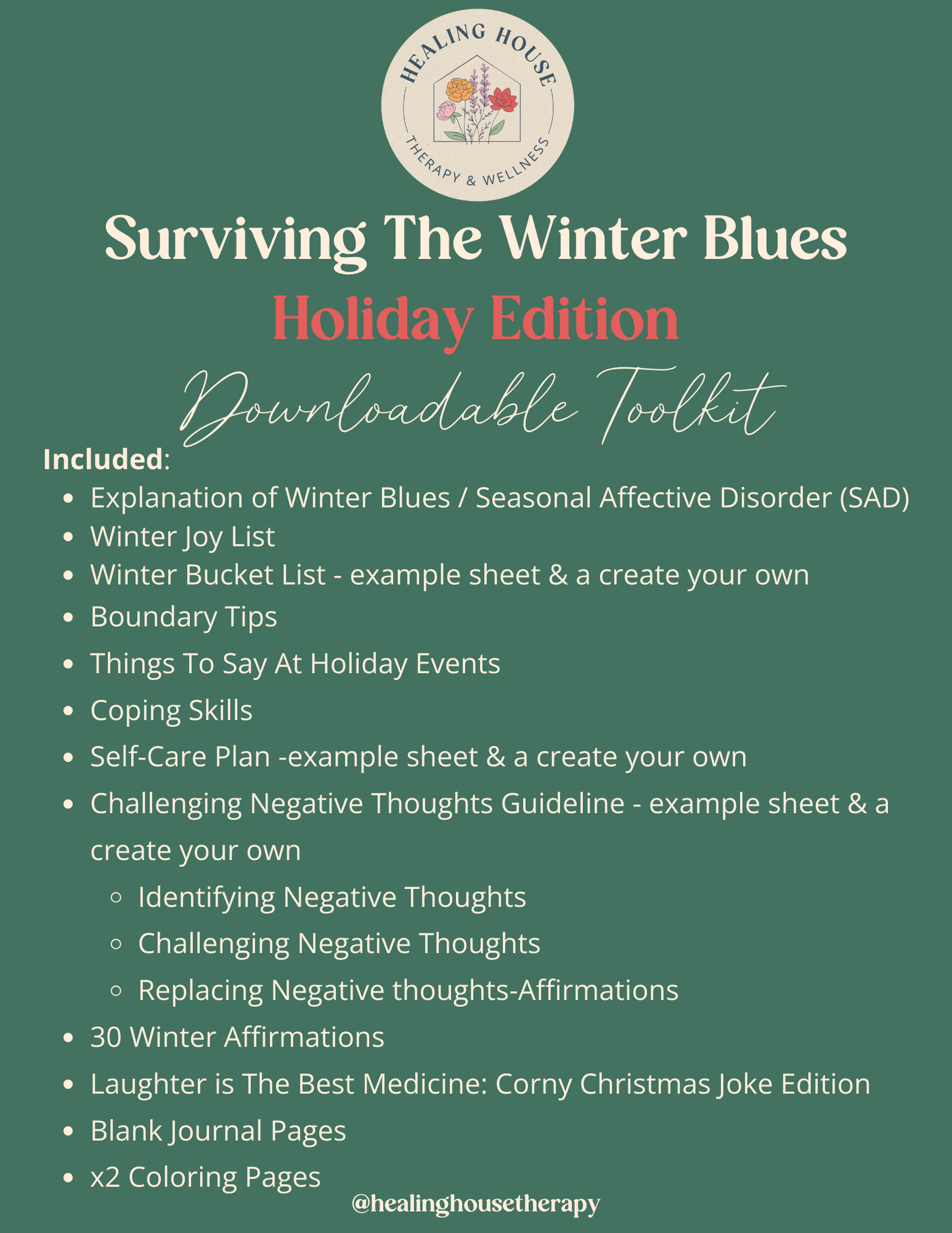 Winter Blues Downloadable Toolkit Bundle- Surviving The Winter Blues-Holiday Edition